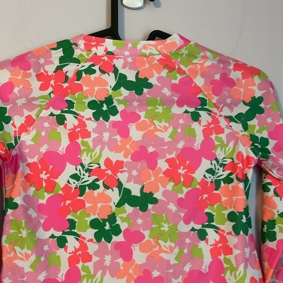 Crown and Ivy Kids Floral Butterfly Ruffle Hem Rash Guard Swim Shirt size 6X - Picture 9 of 12
